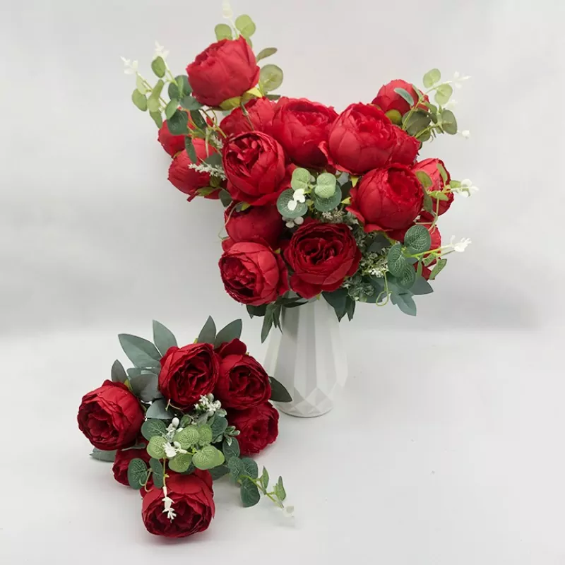 Zijden bloemen faux pioenboeket